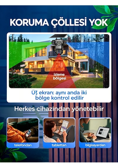 4k 3 Lens 4g Sım Kartlı Güvenlik Kamerası V380 Pro 360 Ptz Kablosuz Dış Mekan Ip66 Renkli Gece Görüşü Hareket Sensörü Cctv Kamera
