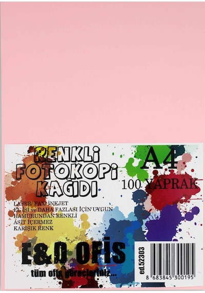 E&d Ofis A4 100 Yaprak 10 Renk Karışık Renkli Fotokopi Kağıdı / 5
