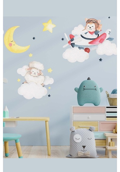 Bebek Hayvanlar Ve Aydede Duvar Sticker Seti