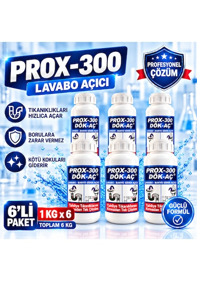 Prox -300 6'lı Dök-aç Lavabo-banyo-wc Gider Açıcı 1kg
