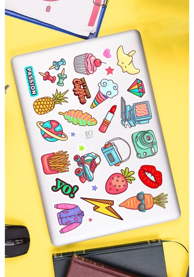 Şirin Nostaljik Sticker Seti Laptop Ajanda Pc Tablet Telefon Defter Etiket Bullet Journal Diğer