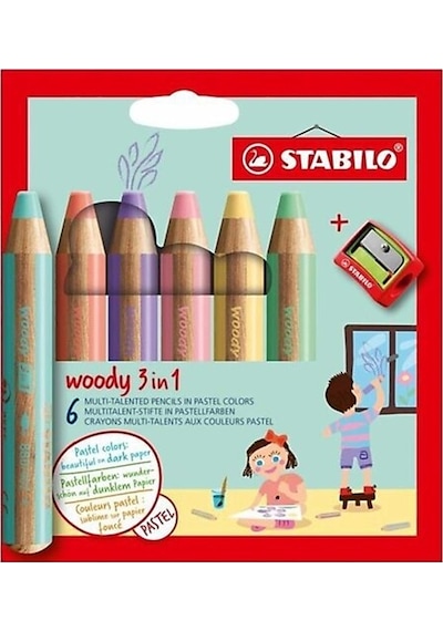 Stabilo Woody 3in1 Pastel 6 Lı+kalemtırş Çok Renkli