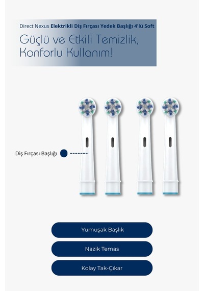 Oral-b Uyumlu Yumuşak Elektrikli Diş Fırçası Yedek Başlığı 4 Lü Soft