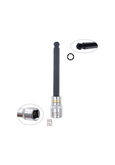 Ceta Form 1/2 5 Mm Ekstra Uzun Tip Topbaşlı Allen Uçlu Lokma C28s-hb05xl