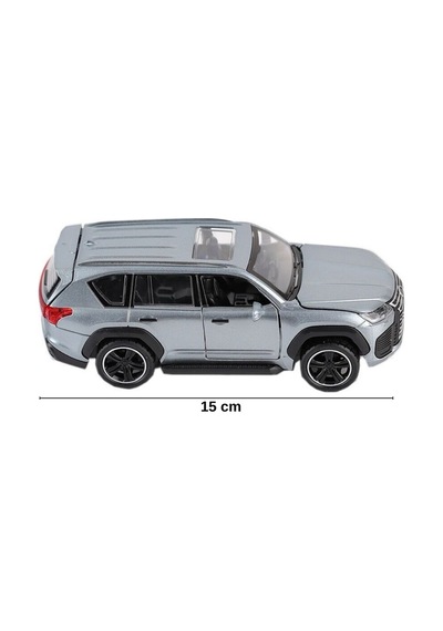 1:32 Ölçek Metal Model Araba Lx600 Lüks Suv Jip - Işıklı Sesli Çek Bırak - Gri