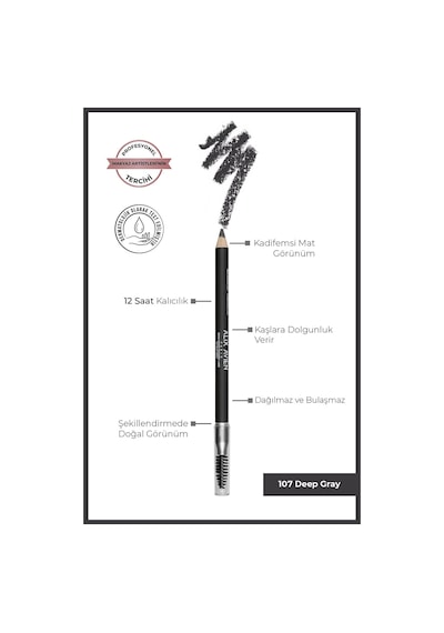 Alix Avien Fırçalı Yumuşak Uçlu Belirginleştirici Gri Kaş Kalemi Eyebrow Expert Powdery Liner 107 Deep Gray