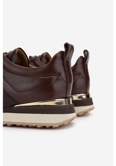 Valmenti Erkek Hakiki Deri Kahverengi Sneakers & Spor Ayakkabı 383 Val-5960 Erk Ayk Y25 Kahve Slvr Kahverengi
