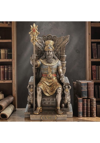 Dekoratif Enlil Biblo Wise Veronese Poliresin Mezopotamya Tanrısı Figürü 25 Cm .