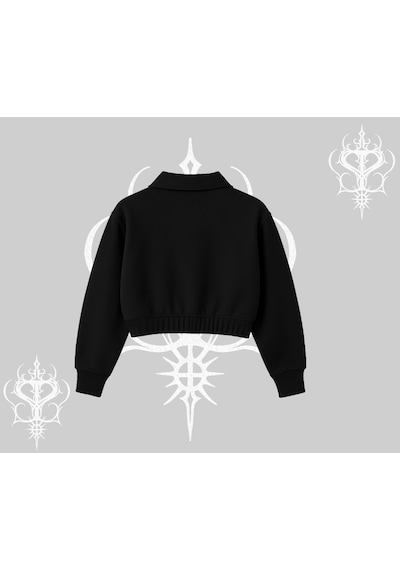 Startmore Beyaz Crop Yarım Fermuarlı Sweatshirt Why Are U Scared Siyah