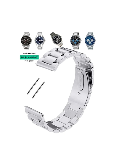 22mm Paslanmaz Çelik Metal Saat Kordonu Suya Dayanıklı, Çelik Pimli, Şık Ve Dayanıklı Diğer