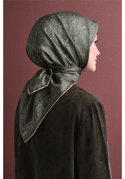 Armine İpek Eşarp 2027 Kış - 9631-52 Haki Twill