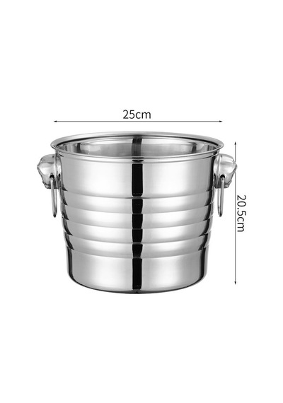 Çelik 9,5 L Tek Cidarlı Kulplu Parlak Buz Kovası Buzluk Cin923 Gri