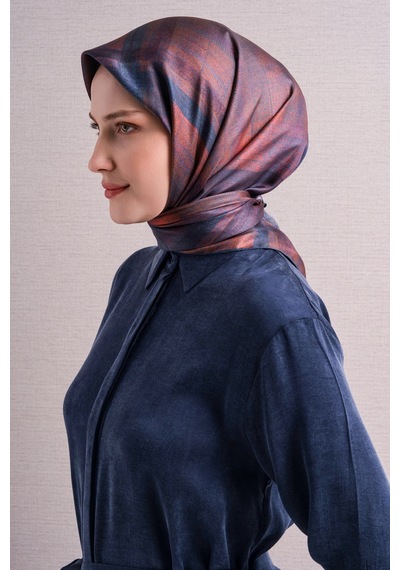 Armine Sura İpek Eşarp 2026-2027 - Sonbahar Kış-asm9618 Mürdüm-petrol
