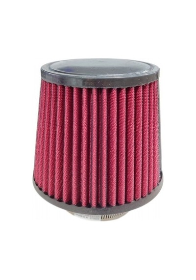 Carub Oto Filtre Performans Hava Filtresi Yüksek Verimli Akışlı Tuning 76mm Girişli Konik 16x15cm Krom Kırmızı
