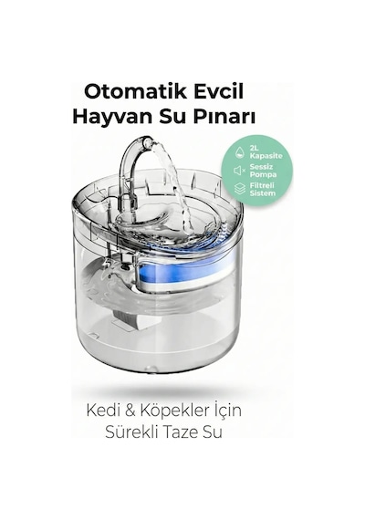 Vexgen 4 Berry Filtreli Otomatik Evcil Hayvan Su Pınarı 2l Sessiz Pompa Kedi Köpek Su Sebili