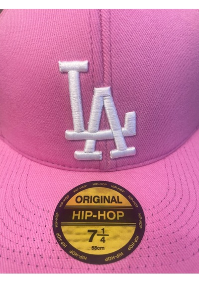 Hamze La Losangeles Nakışlı Hiphop Snapback Rapper Drip Şapka Cap Pembe - Beyaz