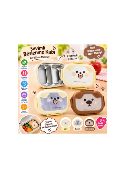 Paslanmaz Çelik Bölmeli Beslenme Kabı 1000 Ml Çok Renkli