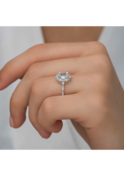Gümüş Beyaz Oval Taşlı Kadın Yüzük (551188107)