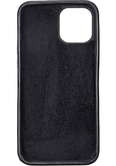 Apple Uyumlu iPhone 12 Pro Max Deri Arka Kapak Rock Rst1 Siyah