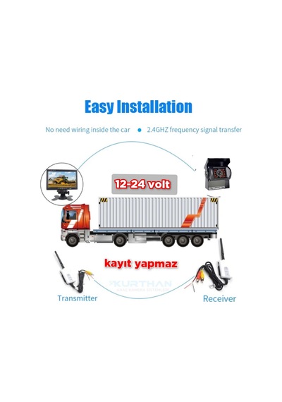 Bus Kamera+7 İnç Monitör+wifi Set 12-24 V Kayıt Yapmaz