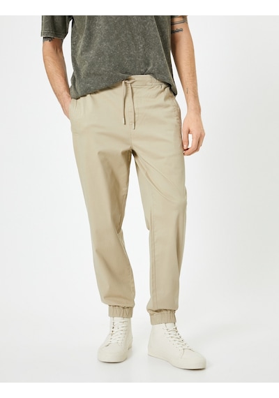 Koton Jogger Pantolon Slim Fit Beli Bağcıklı Cep Detaylı Bej 4sam40087hw Ekru