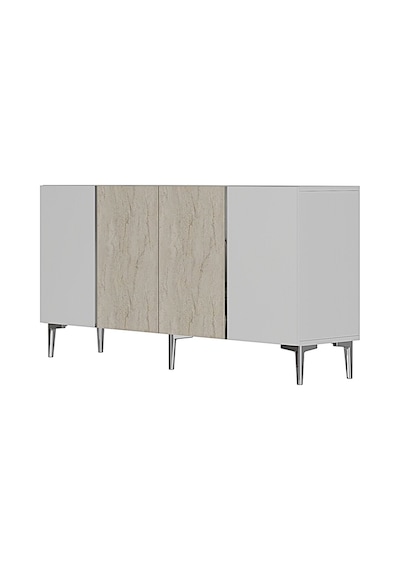 Ka1524bts Poli Konsol Ve Tv Sehpası Beyaz-traverten-silver 150cm