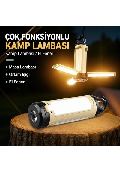 Tr Çok Fonksiyonlu Type-c Şarjlı Kamp Lambası 3 Işık Kaynaklı Ly23