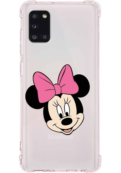 Samsung Uyumlu Galaxy A31 Köşe Korumalı Antişok Kapak Minnie Mouse Tasarımlı Şeffaf Kılıf