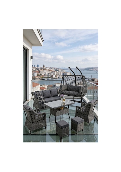 Dora Garden Home Ecem 7 Kişilik Rattan Bahçe Mobilyası Ve 2 Kişilik Rattan Salıncak Seti-antrasit Dora Garden Home Ecem 7 Kişilik Rattan Bahçe Mobilyası Ve 2 Kişilik Rattan Salıncak Seti-antrasit