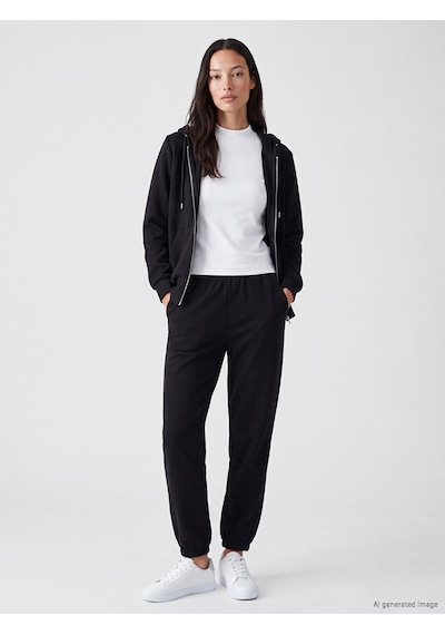 LC Waikiki Lc Waıkıkı Siyah Beli Lastikli Kadın Jogger Eşofman Altı