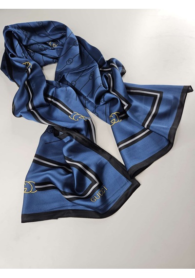 Miorel Scarfs G Tema Vual İpek Şal Halka Desen Silk Scarfs Fular Shawl Hijab Mavi