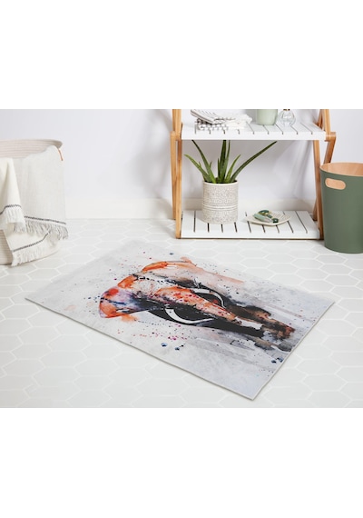 Banyo Halısı Dijital Baskılı Banyo Paspası 50x80 Polyester Kaymaz Tabanlı Duş Paspası Elephant Beyaz - Siyah