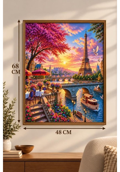 Paris'te Akşamüstü 1000 Parça Puzzle Eyfel Kulesi Manzaralı Yüksek Baskı Kaliteli 48 X 68 Cm Puzzle