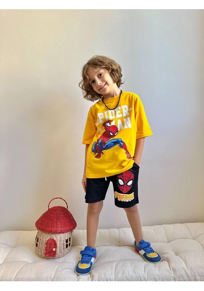 Jolly Kids Erkek Çocuk Basklı Şortlu Takım 3-10 Yaş Sarı