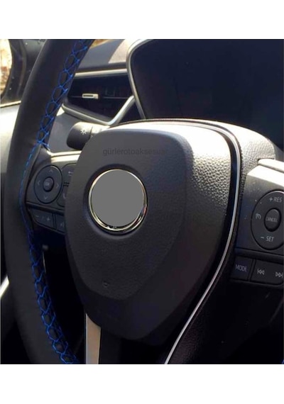 Toyota Corolla 2013+ Uyumlu Deri Dikmeli Direksiyon Kılıfı Mavi Ipli 38 10cm