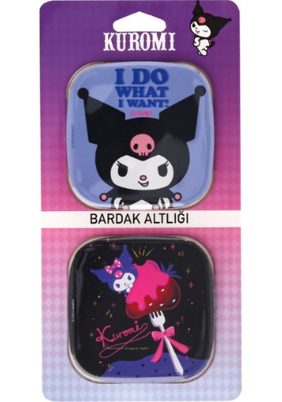 Kuromi & Hello Kitty Lisanslı 2'li Bardak Altlığı
