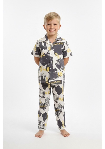 Modanıno Erkek Çocuk %100 Pamuk Ve Gömlek Tarz Pijama Takımı 2-13 Yaş 12687ıs Antrasit Gri