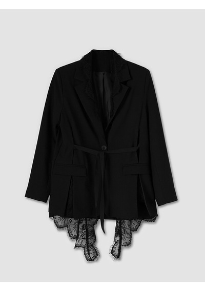 Lcw Modest Siyah Dantel Detaylı Kadın Blazer Ceket
