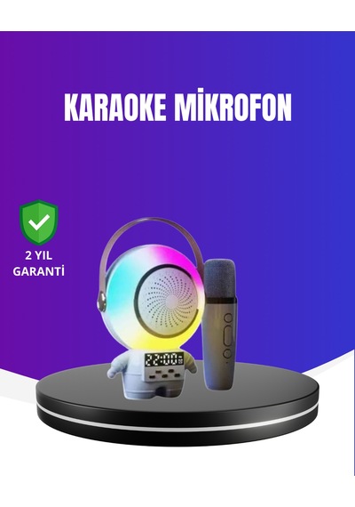 Rgb - 429 - Işıklı Astronot Bluetooth Hoparlör - Muratech - Karaoke Mikrofonlu