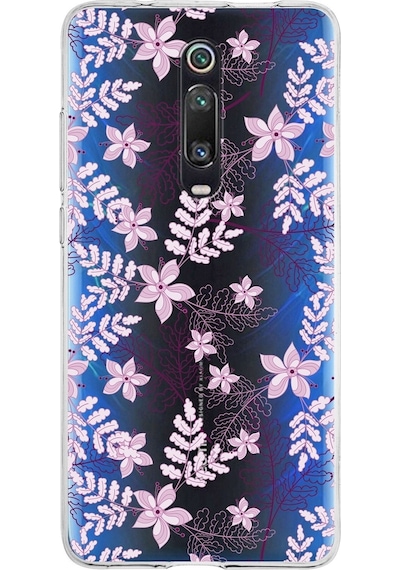 Xiaomi Mi 9t Pro Uyumlu Kapak Floral Pudra Tasarımlı Şeffaf Silikon Kılıf