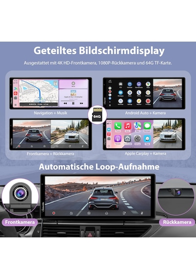 Carpurıde Kablosuz Carplay Ve Araç Kameralı Android Auto - 10,26" Hd Ips Araç Dokunmatik Ekranı, 4k Ön Ve 1080p Arka Kamera, Döngü Kayıt, Bluetooth Ses, Ayna Bağlantısı, Gps, Siri Carpurıde Kablosuz Carplay Ve Araç Kameralı Android Auto - 10,26" Hd Ips Araç Dokunmatik Ekranı, 4k Ön Ve 1080p Arka Kamera, Döngü Kayıt, Bluetooth Ses, Ayna Bağlantısı, Gps, Siri