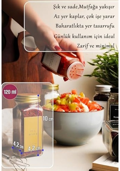 18'li Baharatlık Seti, 120 Ml, Siyah Kapak Ve Etiketli Standsız Takım Diğer