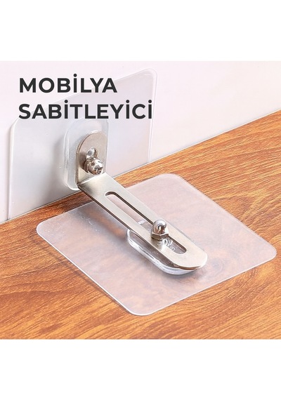Mobilya Sabitleme Aparatı Devrilme Karşıtı Güçlü Yapışkanlı Deprem Ve Çocuk Güvenlik Seti Şeffaf