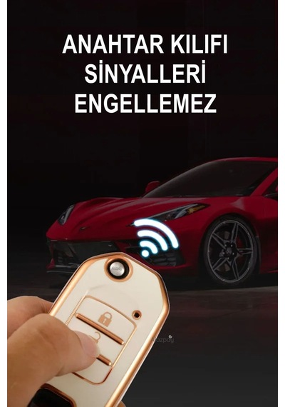 Honda Civic Hrv Crv Accord Cr-v Accord Tpu Anahtar Kılıfı Siyah Gold