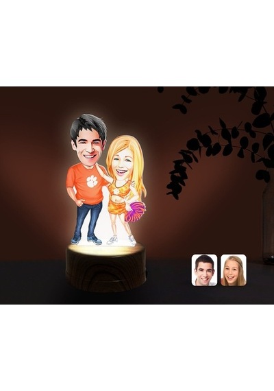 Kişiye Özel Sevgililer Karikatürlü Dekoratif 3D Biblo Led Işıklı (481495484)