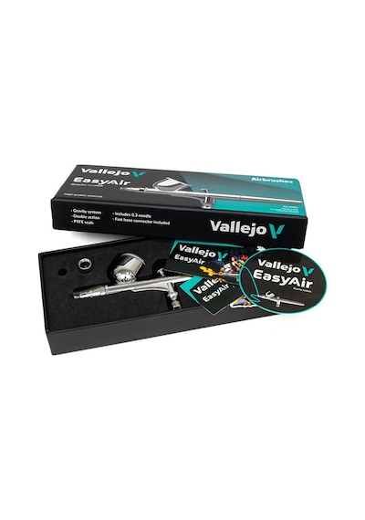 Vallejo 90003 Easyair Tek Hamleli Single Action 0.3 MM Memeli 9 ML Hazneli Boya Tabancası