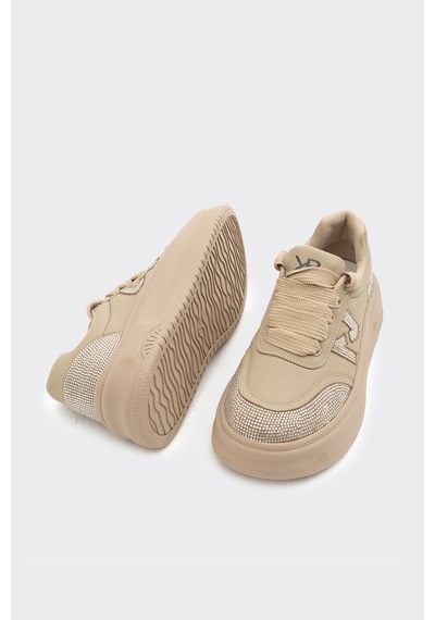 Derinet Günlük Taşlı Kadın Sneaker Bej Bej