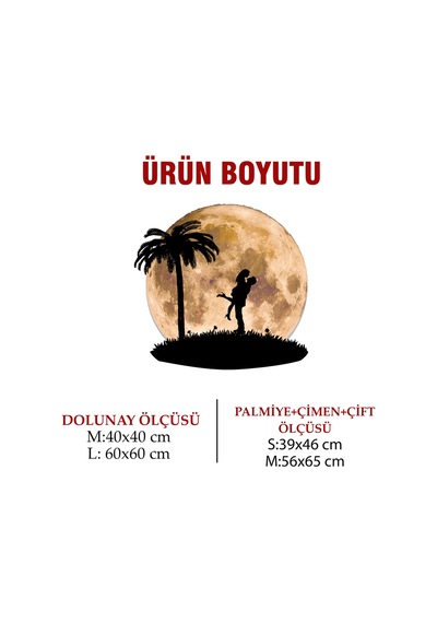 Kişiselleştirilebilir Led Işıklı Epoksi Katmanlı Tablo Tegan Sevgili Dolunay Sarı - 738248971 Sarı