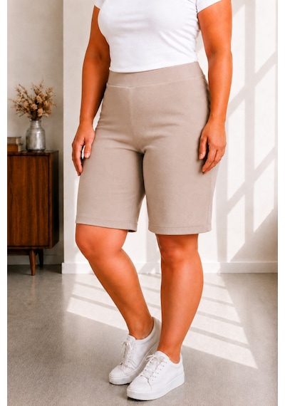 Sngl Tekstil Kadın Büyük Beden Şort S M L Xl 2xl 3xl 4xl 5xl 6xl 7xl 8xl 9xl Bej