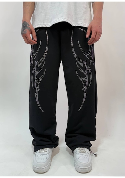 Zaee Inferno Taş Detaylı Baggy Eşofman Altı Siyah
